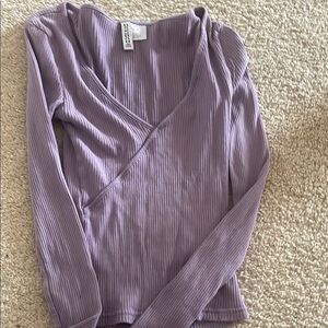 H&M Purple Ribbed Wrap Top